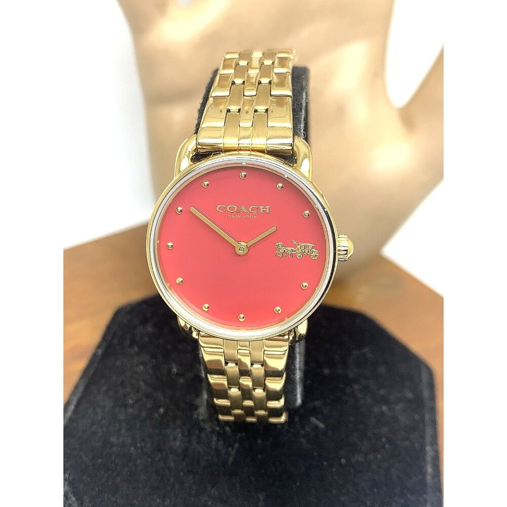 Coach Women's Watch 14504445 Elliot Quartz Red Dial Gold Stainless Steel 28mm